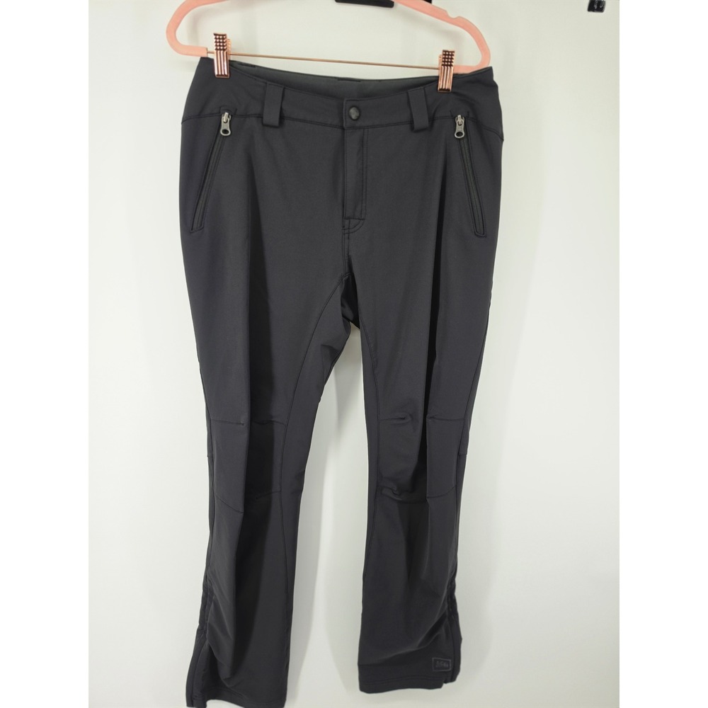 REI Co-op Womens Black Softshell Hiking Pants Size 8 Zippered Pockets Outdoor